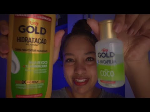 ASMR Shampoo, hidratação, condicionador, óleo finalizador, creme para pentear, escova, água, toalha🌿