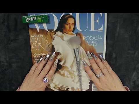ASMR Gum Chewing Magazine Flip Through | Vogue Rosalia | Whispered Page Turning