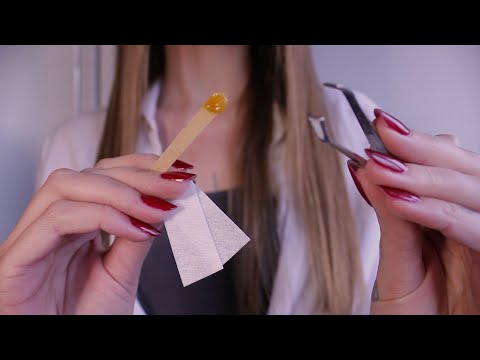 ASMR Relaxing Eyebrow Shaping & Waxing 🧡 Layered sounds, no talking, gentle personal attention