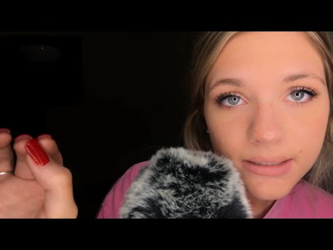 ASMR- CLOSE UP-Whispered Trigger Words/Hand Movements/Gum Chewing