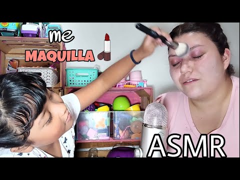 ASMR mi sobrina me maquilla 💄*sonidos extra cosquillosos 👄😴