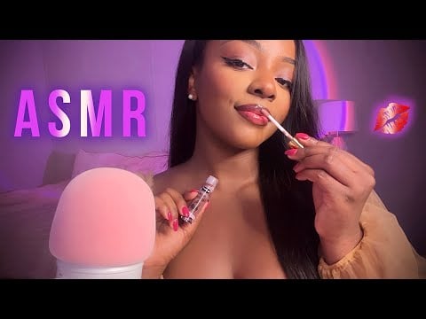 Soft ASMR 🤍 Lip Gloss Application & Mouth Sounds 💜💕