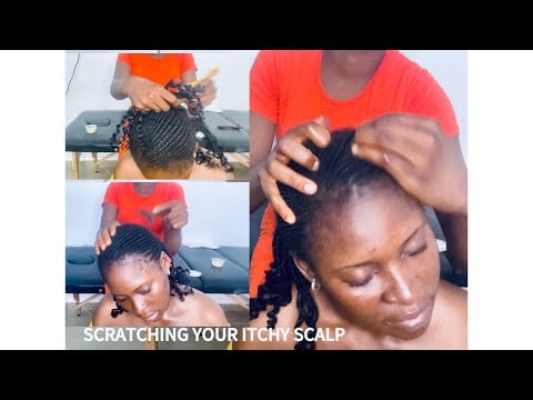 fast and aggressive head massage, Scalp Scratching on and itchy braids with a lot of triggers