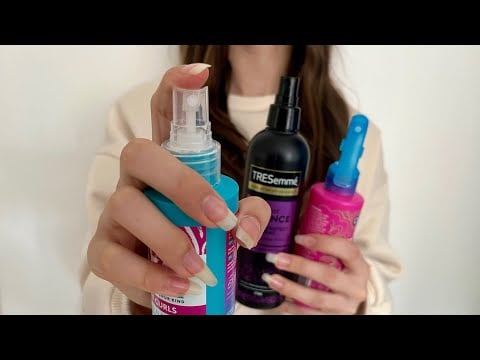ASMR Using all 18 of my water sprays on you! Spraying your hair | hair brushing/combing