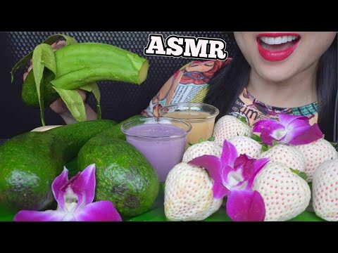 ASMR AVOCADO + WHITE STRAWBERRY + CARAMEL SAUCE (RELAXING EATING SOUNDS) NO TALKING | SAS-ASMR