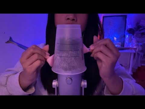 asmr cup on mic — brushing, scratching, tapping ꩜✦ (1 hour loop) no talking 🙊