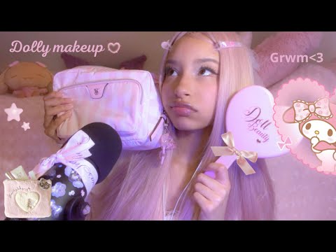 ASMR in franglish | GRWM dolly makeup routine🎀 ~Whisper ramble~