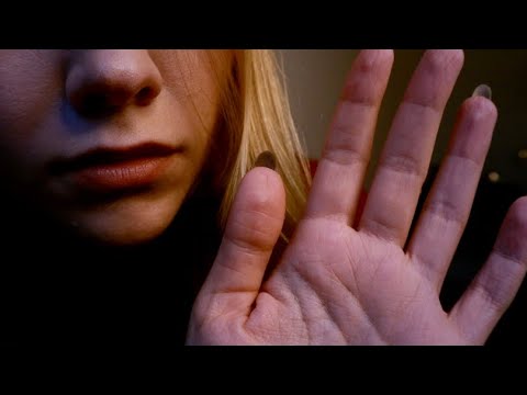 ASMR Hand Movements Rain | Up Close Slow Hand Movement Semi Inaudible Whisper & Dark Mode Face Touch