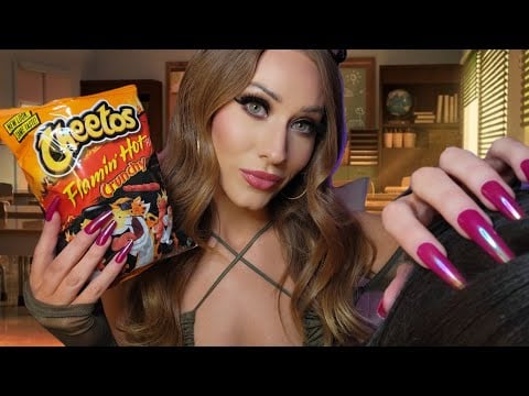 ASMR Hot Cheeto Girl Sits Behind You In Class 🧡🌶 (roleplay, brushing hair, eating sounds)