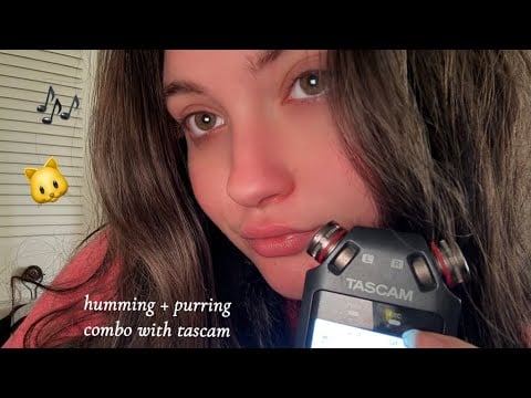 HUMMING + PURRING IN YOUR EARS [TASCAM EAR TO EAR ASMR] w/ some rambling & mouth sounds 