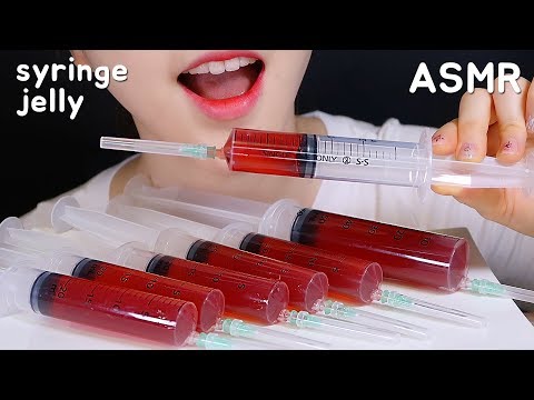ASMR SYRINGE JELLY ASMR JELLY JELLIES ASMR HALLOWEEN DESSERTS ゼリー 주사기 젤리 먹방 ASMR