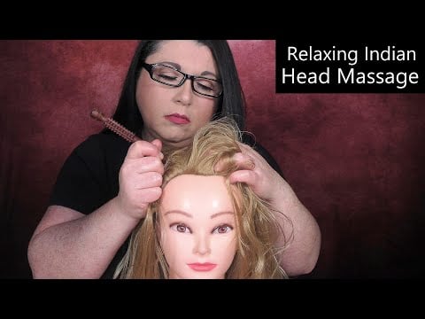 ASMR Relaxing Indian Head Massage (Wooden Tool, Scalp Massage, Hair Brushing, Whispering)