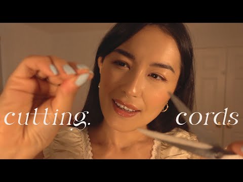 ASMR Cord Cutting Ritual (w/ Selenite & Scissors)