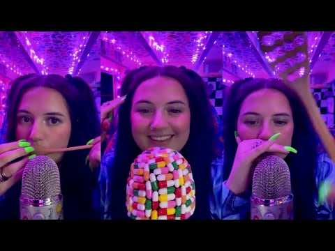 ASMR LIVE replay part 1 💜🦄 — mouth sounds, honey spoon, wooden spoon, mic covers, nails, etc!