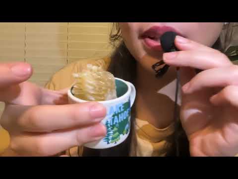 ASMR ~finger-painting you with honey and eating raw honeycomb🍯🐝 {messy visuals/chewing sounds}