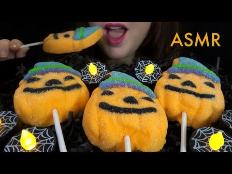 ASMR Gooey Halloween Pumpkin Marshmallows - EXTREMELY SATISFYING Sticky Eating Sounds!