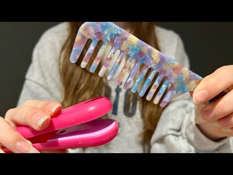 ASMR lo-fi straightening your hair | hair brushing | hair combing | camera combing | no talking