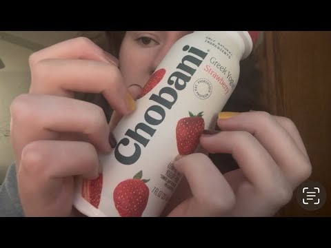 asmr | 1 minute chobani strawberry greek yogurt drink! 🍓 (tapping, scratching, no talking) 