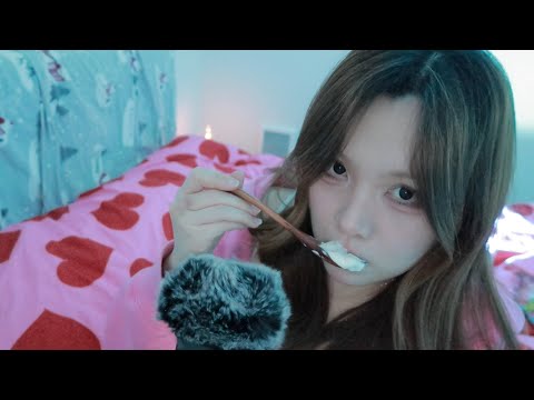 ASMR Eating You (Wooden Spoon nibbling, Whipped cream & POP CANDY, mouth sounds, Personal Attention)