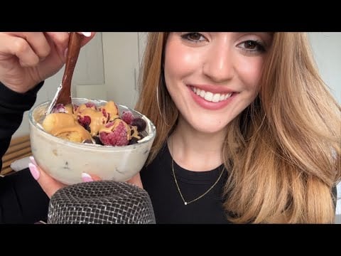 ASMR Eating a Yogurt Bowl! ~ whispering & eating