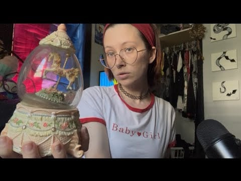ASMR| Looking at my Snow Globes + Music box Snow Globes!! ☃️❄️🎶