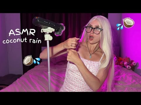 1 Hour ASMR 🥥💦 Coconut Rain & Tapping for Deep Sleep