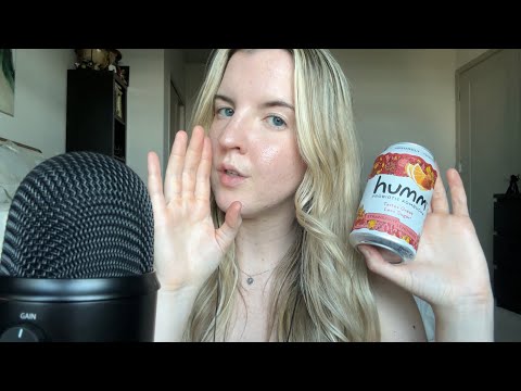 ASMR whisper ramble with a drink (close up whispering, clicky whispers)