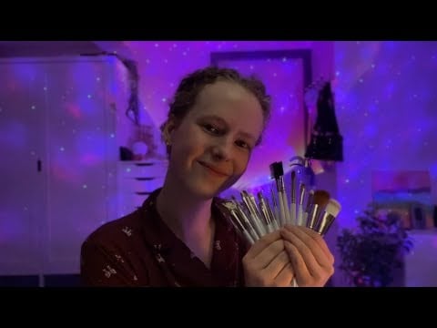 ASMR ~.~ Unboxing Makeup Brushes and Mic Brushing ✨🩷