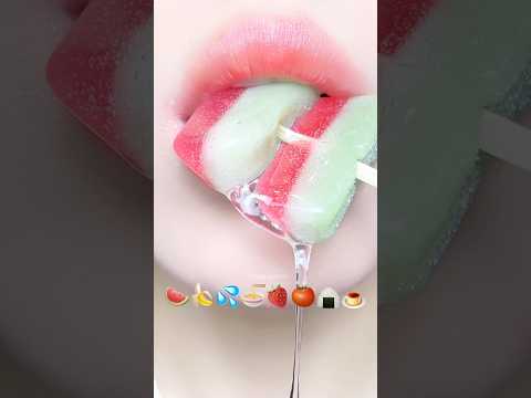 Asmr Eating Marshmallow Jelly Emoji Food 💦🍌🍓 #asmr #mukbang #emojichallenges #satisfying #eating