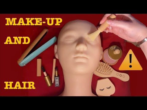 ASMR|⚠️FAST AGGRESSIVE CHAOTIC WOODEN MAKE-UP AND HAIR ON MANNEQUIN. LOUD. SOFT SPOKEN ITALIAN/ENG 💄