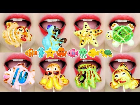 Asmr Emoji Food Roasted Marshmallow Mukbang 구운 마시멜로우 이모지 입술 먹방 Eating Sounds