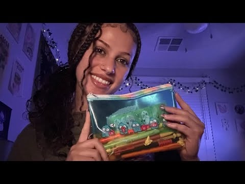 Lofi ASMR | Tapping on my college supplies (soft speaking, nail tapping, tracing)