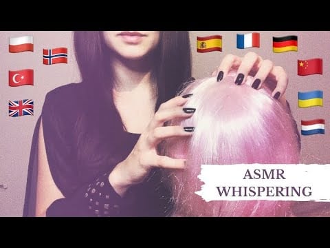 ASMR Whispering ✨Hairbrush ✨ in 10 Languages + Hair Brushing 🎀💆🏻‍♀️