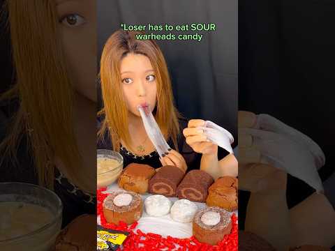 Big mochi and chocolate cake race eating challenge! #food #mochi #chocolate