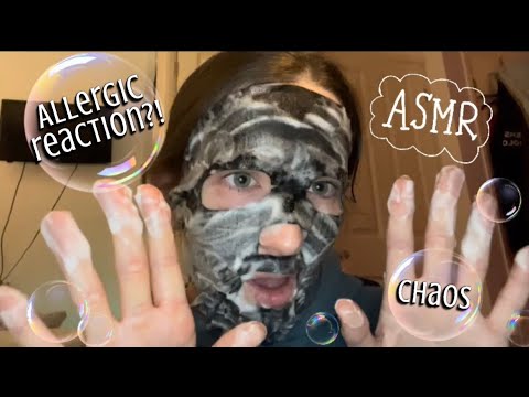 *ASMR FAIL* face mask allergy?!😰 (bubbles, hand sounds + PANIC😂✨)