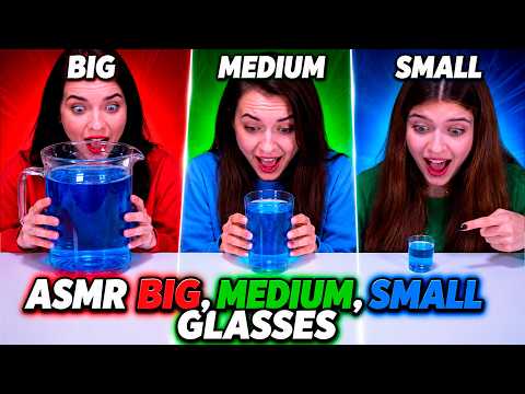 ASMR Big, Medium, Small Glass Food Challenge Compilation