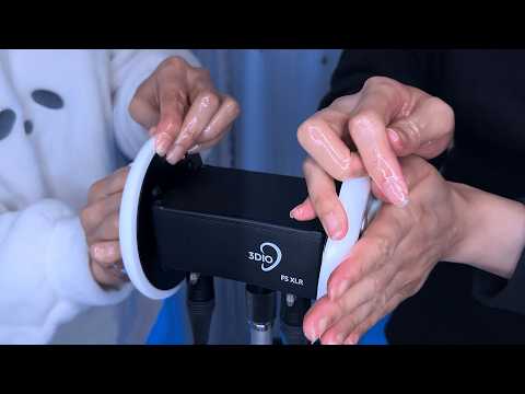 ASMR Twin Ear Massage for Strong Tingles (No Talking) 3Dio, dry, oil, gel / 耳マッサージ