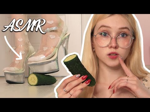 ASMR high heels VS cucumber 👠 ASMR shoes walking