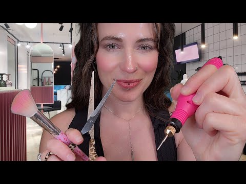 ASMR - Cosmetology Student Does Your Makeup, Hair & Manicure (Cut, Wash, Layered)
