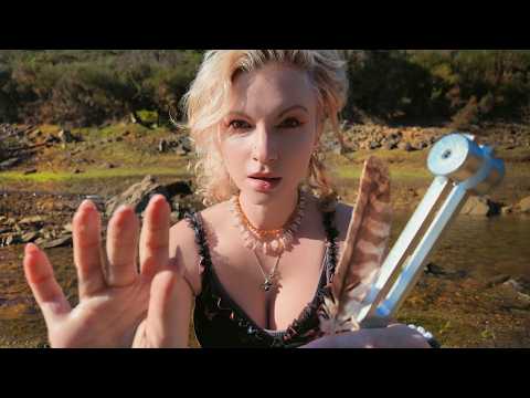 Aura Cleansing Reiki ASMR | River Sounds, Tuning Fork Healing & Feather Aura Brushing