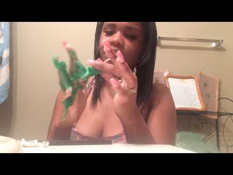 ASMR making/ playing with STICKY slime +gum chewing