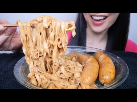 BULGOGI ALFREDO + CHEESE SAUSAGE (ASMR EATING SOUNDS) NO TALKING | SAS-ASMR