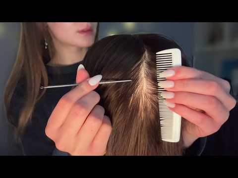 Soft-Spoken Scalp Check (Comb, Metal Tool, Plucking, Massage) ASMR