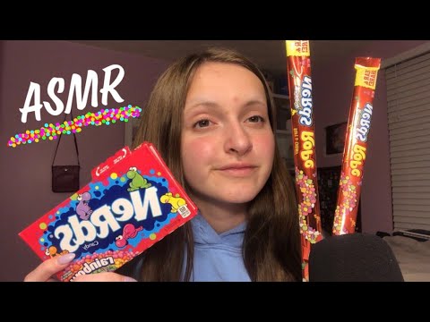 ASMR Eating CRUNCHY Rainbow Nerds Ropes 🌈