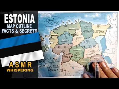 ESTONIA !! map outline tracing with counties | Facts and Secrets | ASMR whispered geography facts