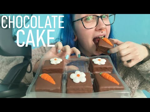 ASMR Eating Easter Chocolate Cake Cubes🌼🥕🌼🥕
