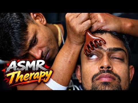 ASMR Deep Relaxing Oil Head & Neck Massage with Wooden Tool | Temple & Scalp ASMR for Deep Sleep