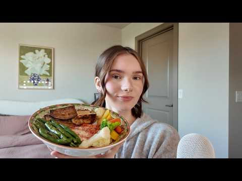 ASMR | eating a salmon bowl