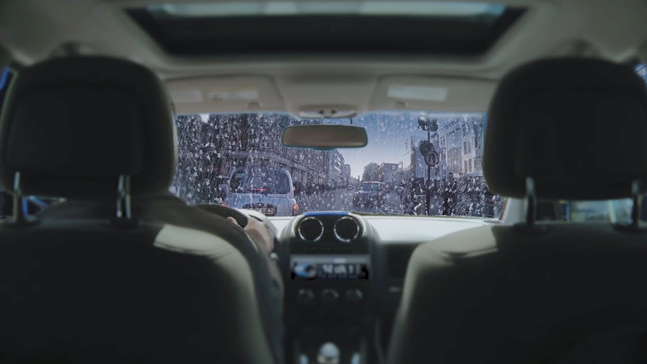 Car ride in the Rain 🌧️ [ASMR] Relaxing Ambience ⋄ Strong rain and Muffled street Traffic