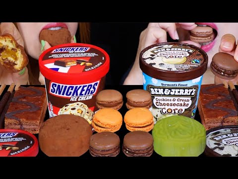 ASMR SNICKERS ICE CREAM PINT, COOKIE CHEESECAKE ICE CREAM, CHOCOLATE MACARONS, MOONCAKES 먹방